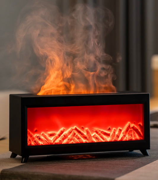 Aromatherapie Luchtbevochtiger met LED Vlameffect en Slimme Timer voor Slaapkamer en Woonkamer 1