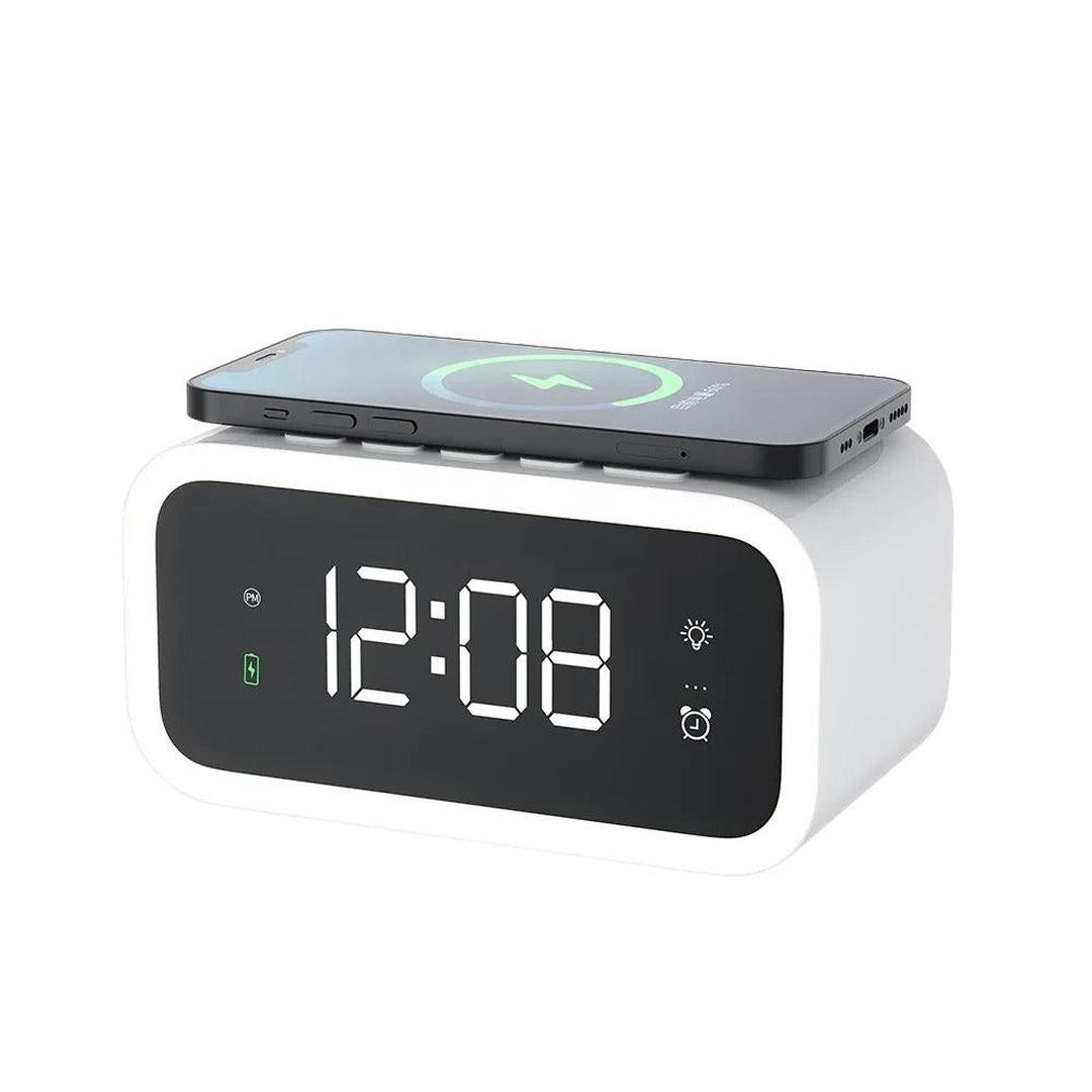 Digitale Wekker met QI-Oplader en Instelbare Helderheid voor Minimalistische Interieurs 1