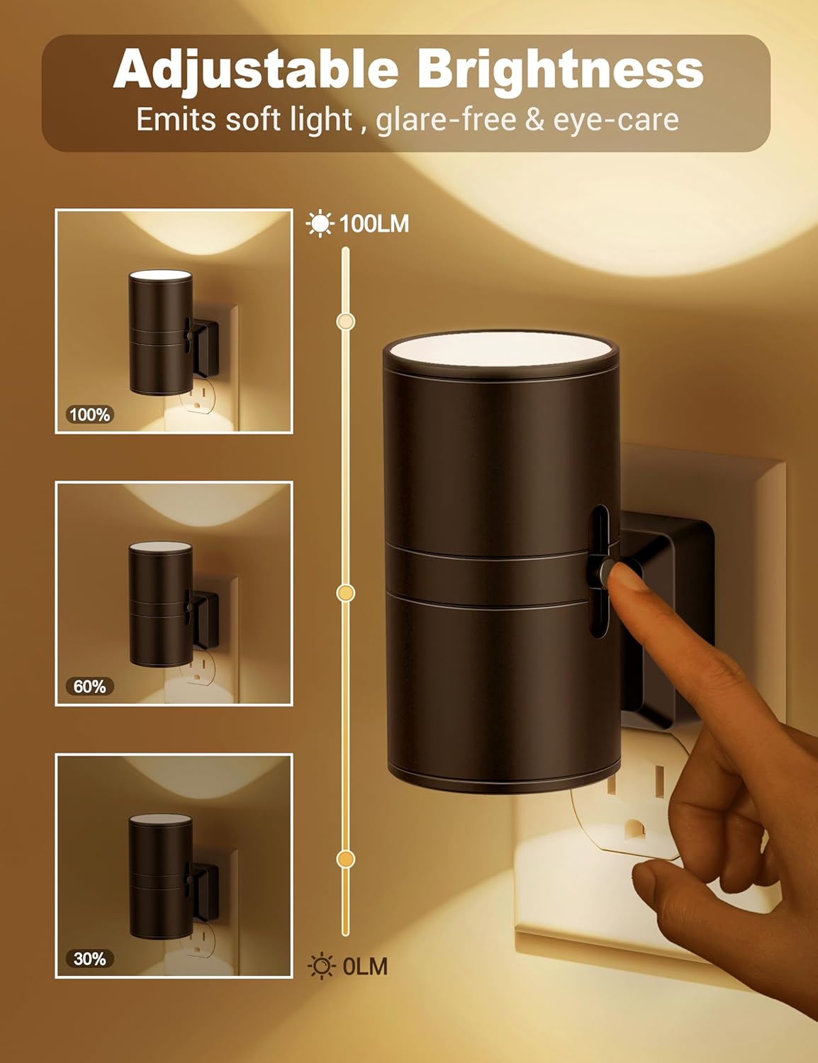 Dimbaar LED Nachtlampje met Instelbare Helderheid en Automatische Schemersensor 1