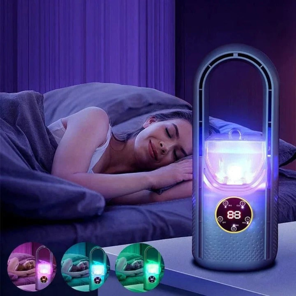Bladeless Ventilator met Mistfunctie, Nachtlamp en 24-uurs Timer