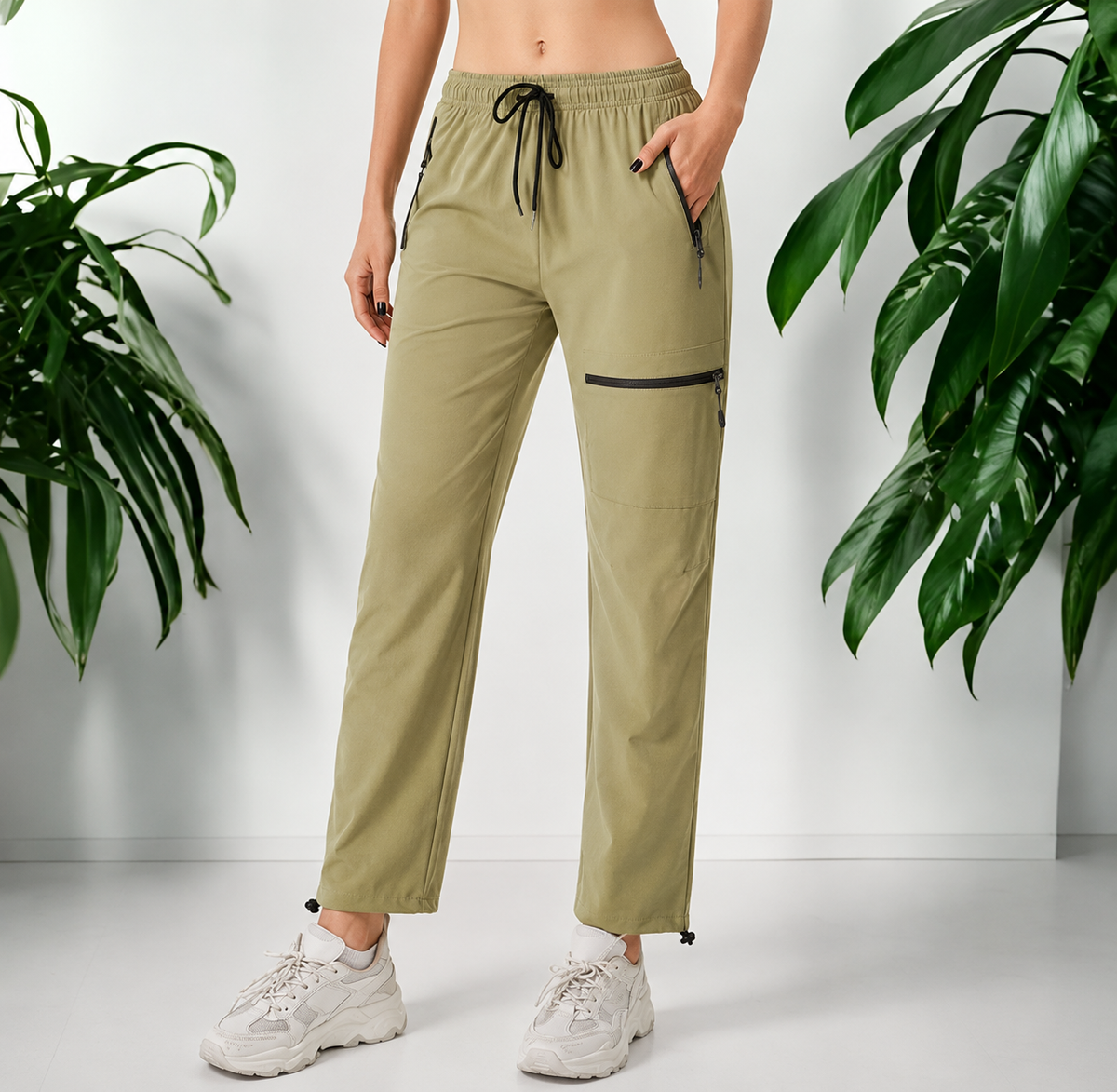 Dames Outdoor Broek met Elastische Taille en Rits Zakken