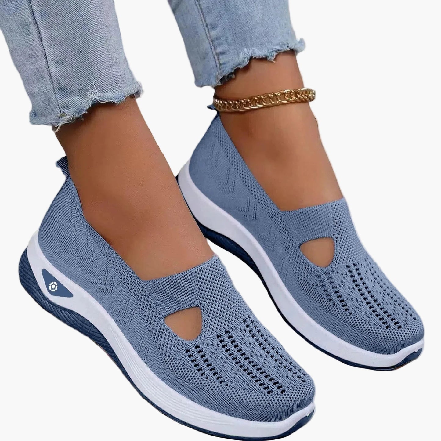 Dames Slip-On Sneakers met Uitsparing en Plateauzool