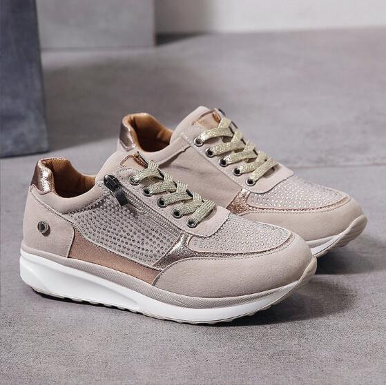 Dames Sneakers met Veters, Zijrits en Sleehak