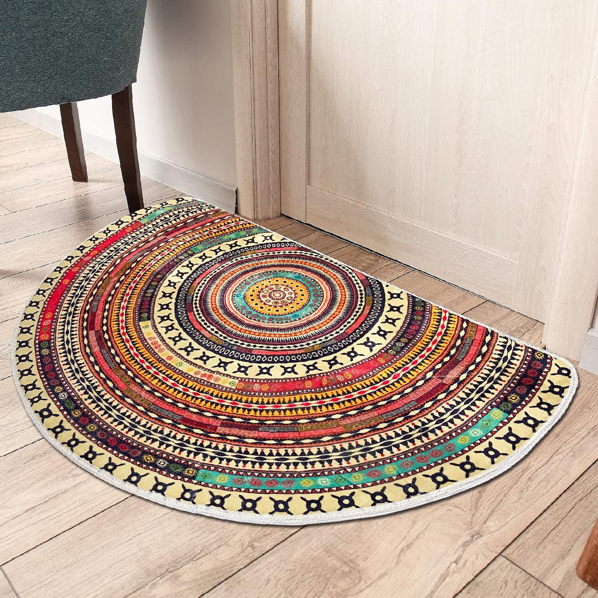Deurmat Halfrond Boho Mandala Patroon Antislip en Machinewasbaar
