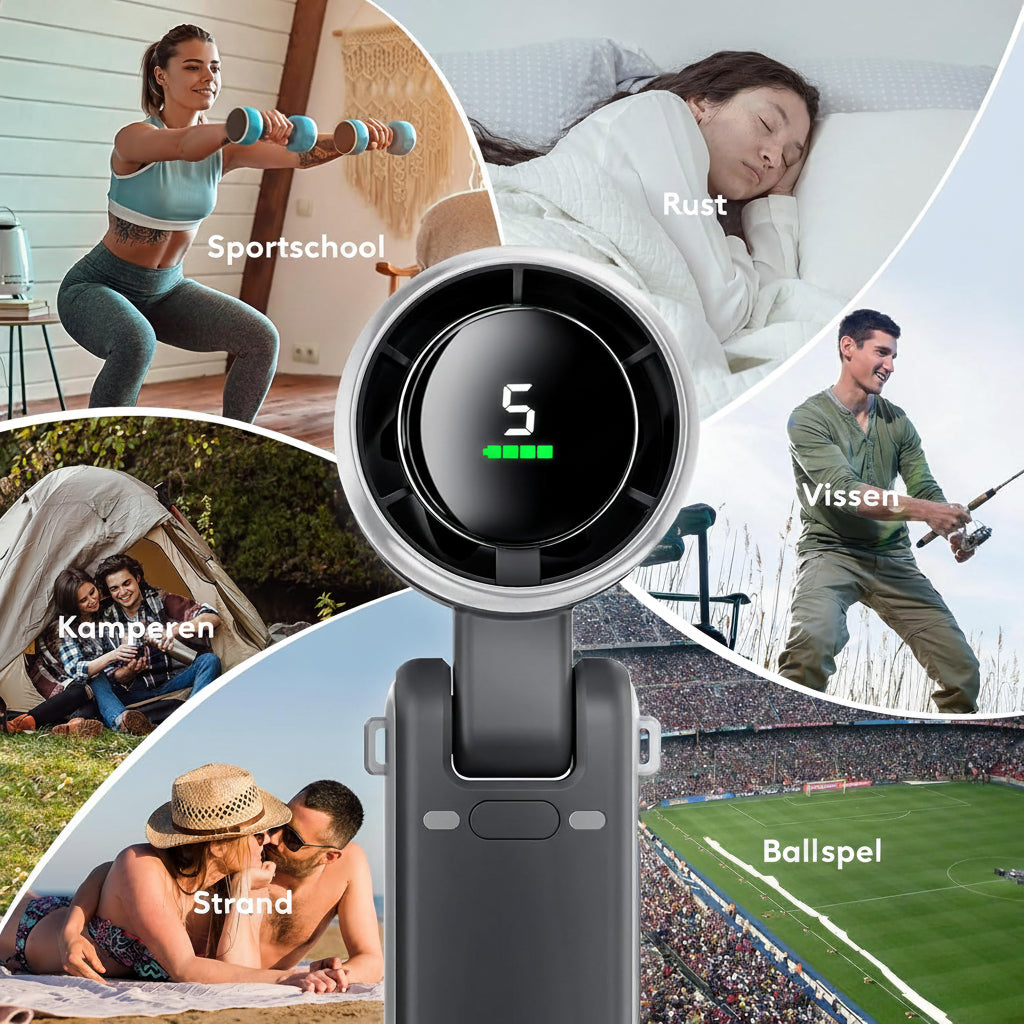 Draagbare Turboventilator met LED-scherm, 5 Snelheden en 10000 mAh Accu