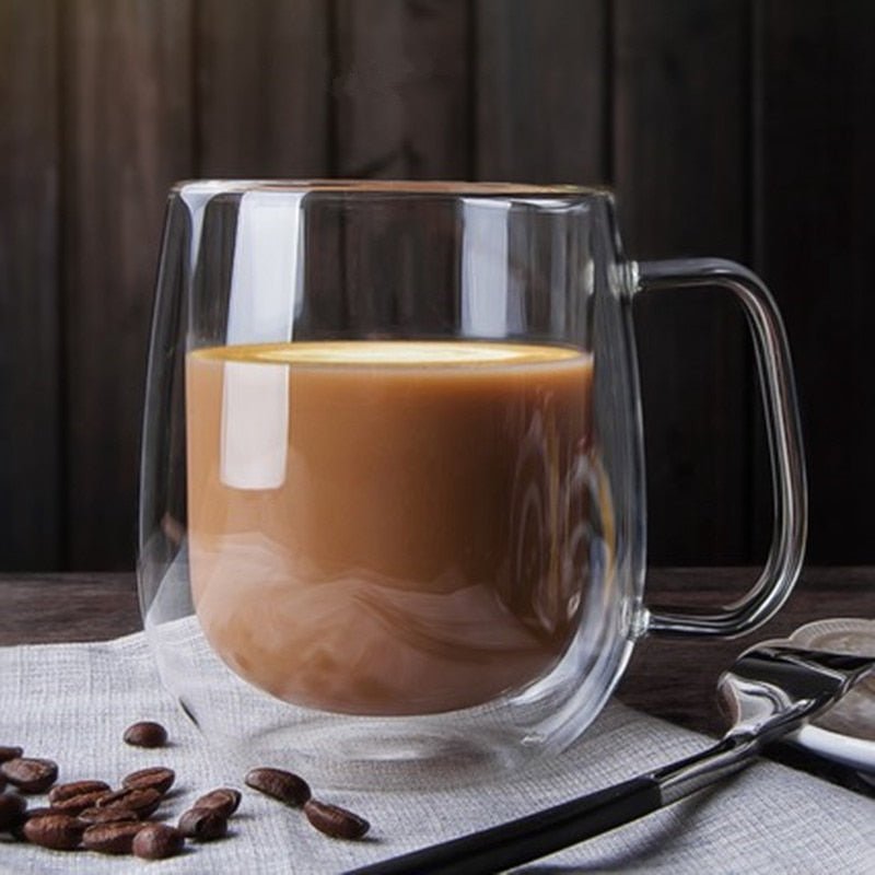 Dubbelwandig Glazen Koffiekopje met Handvat voor Koffie en Thee