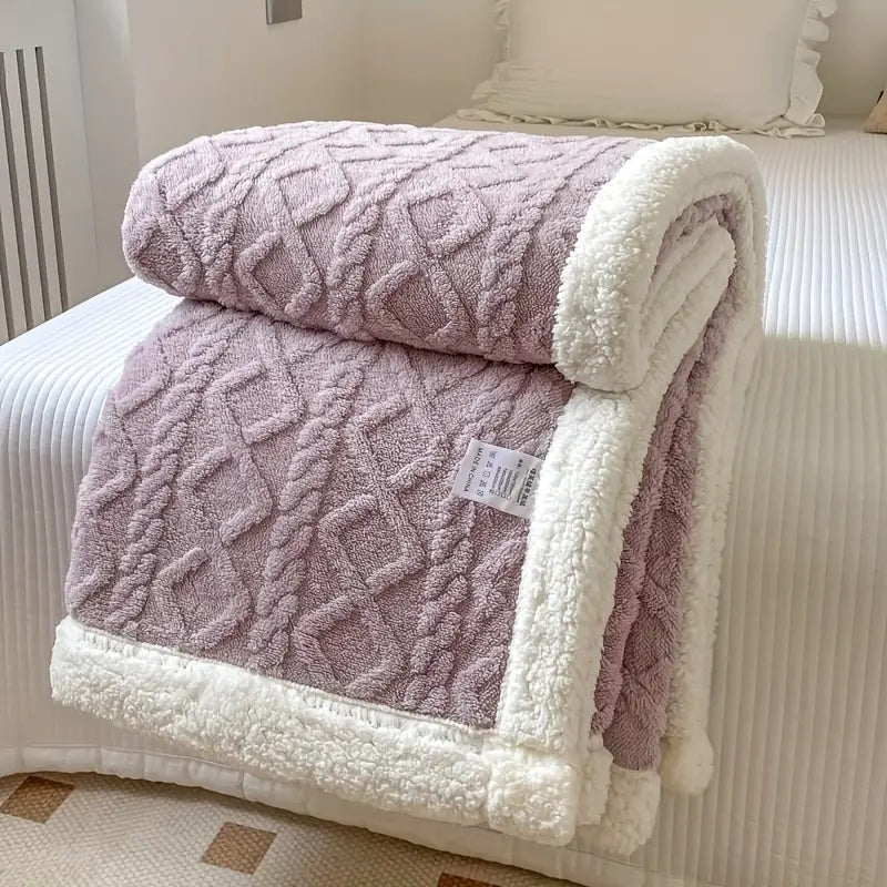 Fleece Plaid met Sherpa Voering en Ruitpatroon voor Sofa en Bed