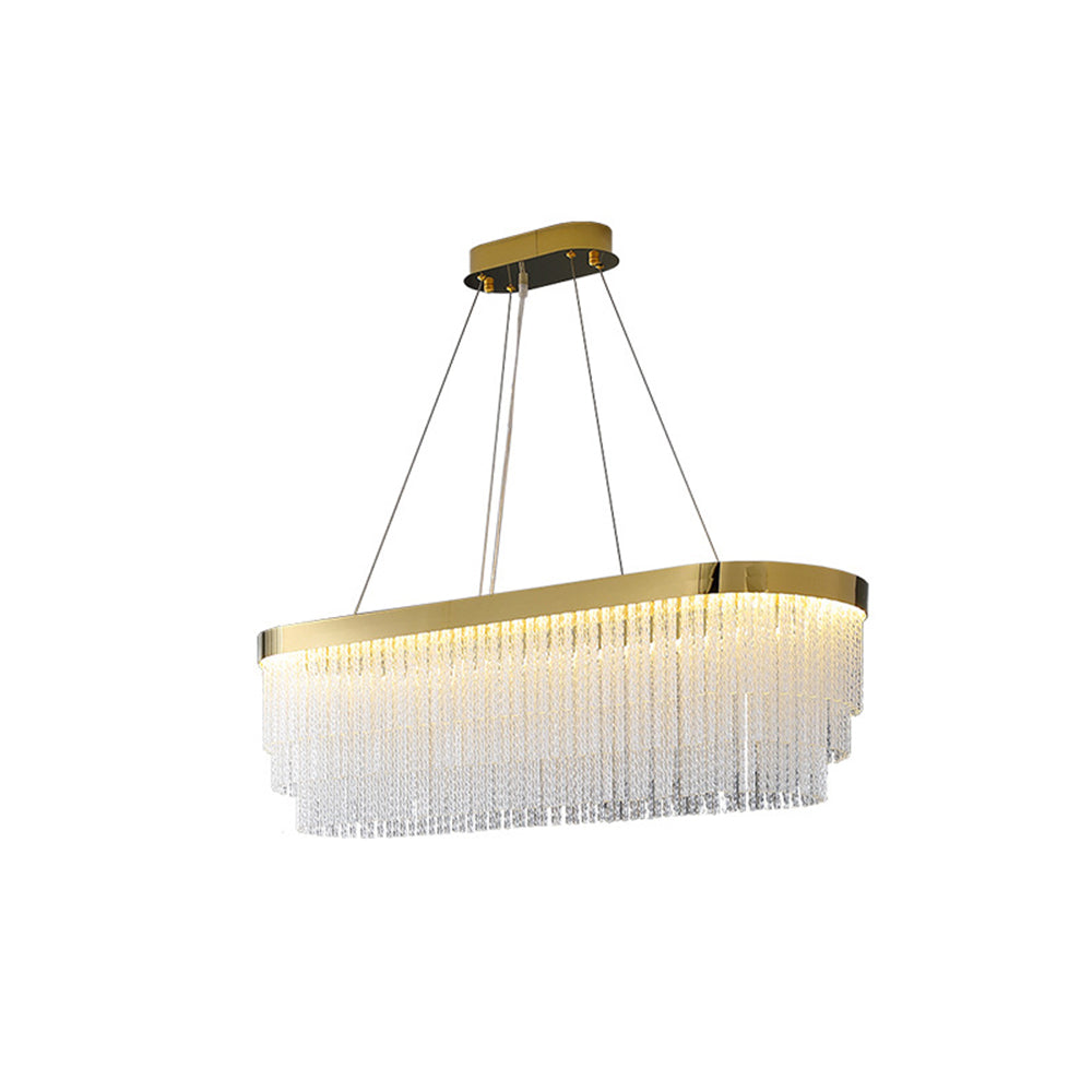 Hanglamp Art Deco met Kristallen Franjes en Gouden Ring