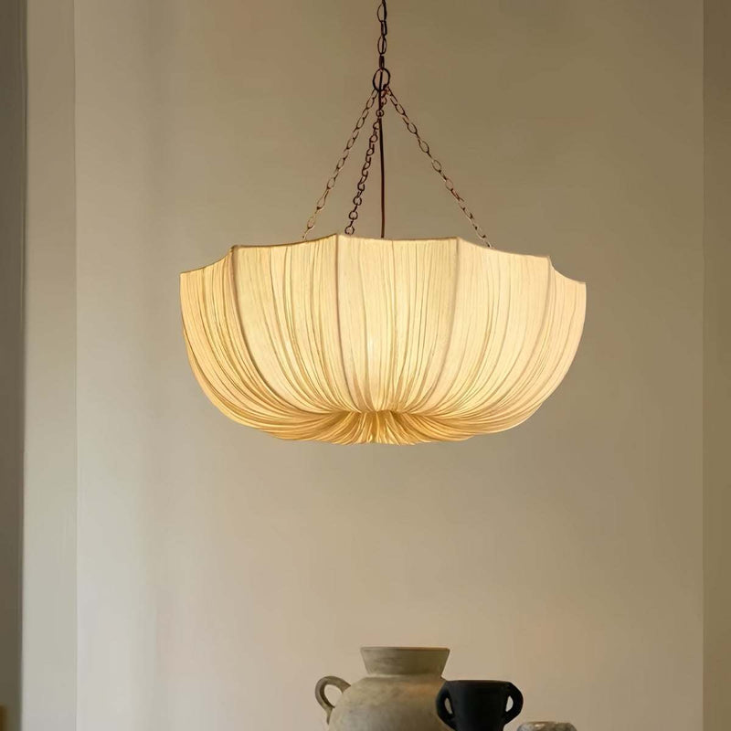 Hanglamp Bohemian met Gedrapeerde Stoffen Kap en Verstelbare Ketting