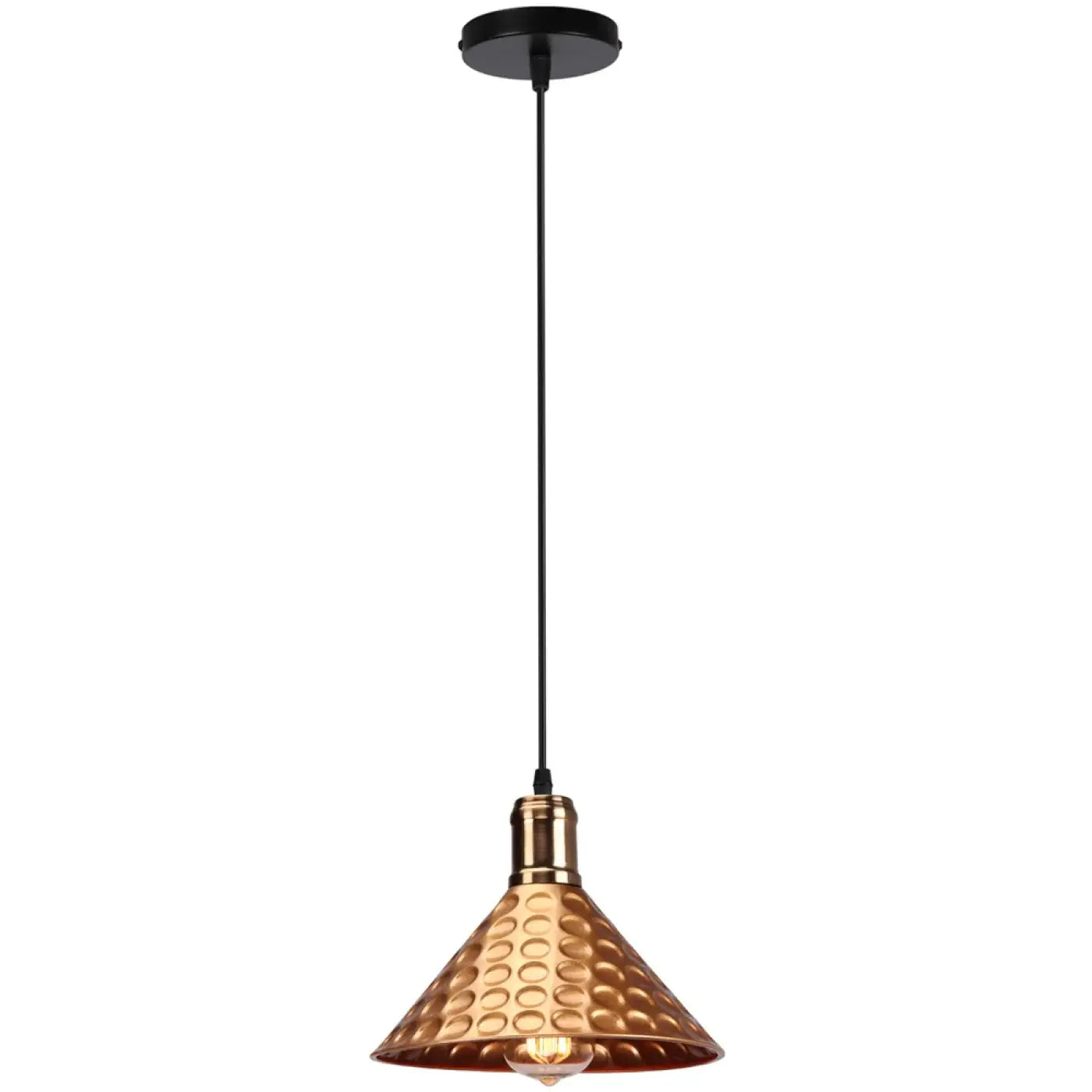 Hanglamp Industrieel met Gehamerde Kap en Koperen Fitting