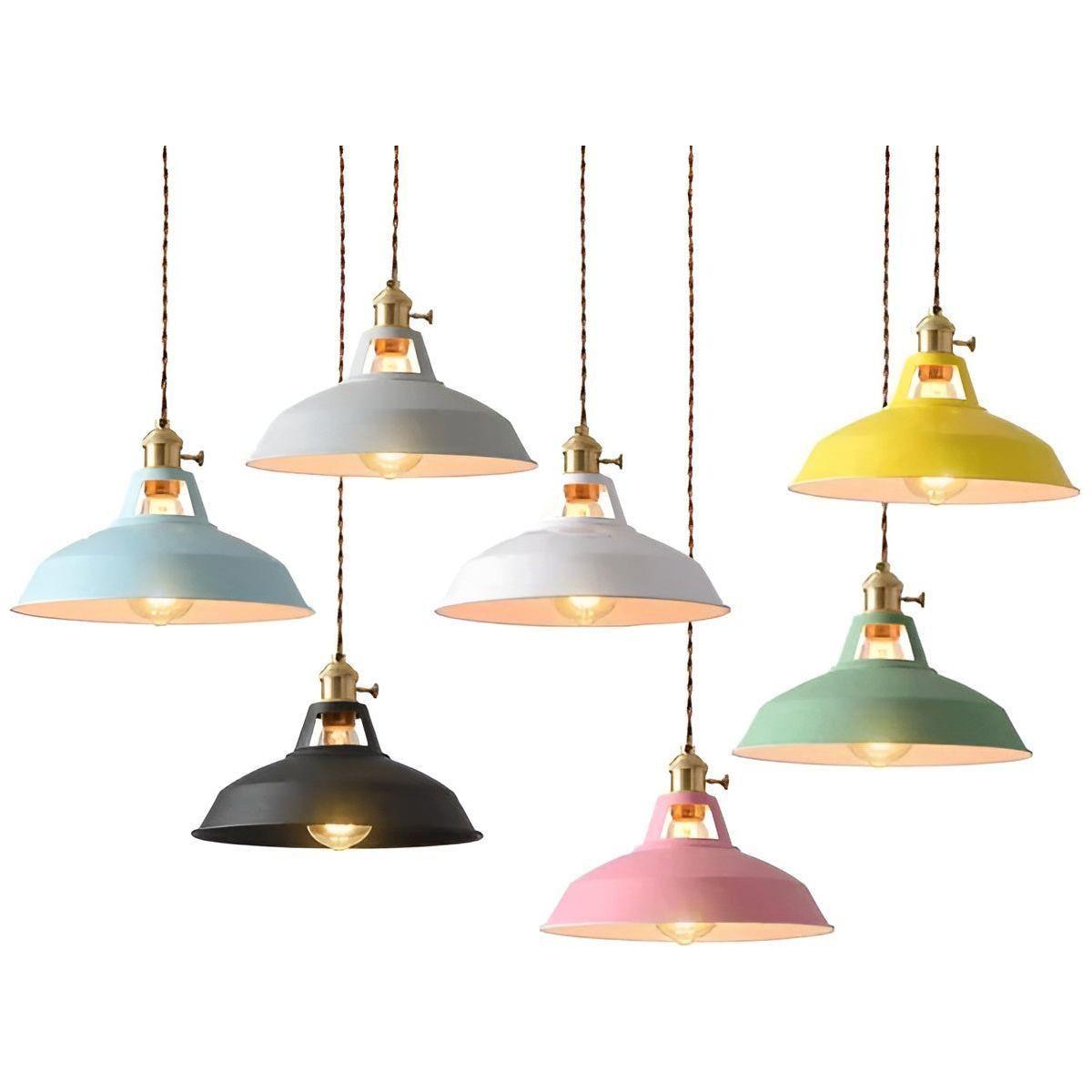 Hanglamp Industrieel met Ronde Metalen Kap en Gedraaid Snoer
