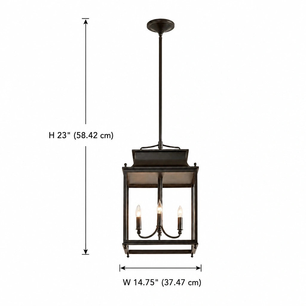 Hanglamp Klassiek Lantaarn met Helder Glas en 4 Lichtpunten voor Buiten
