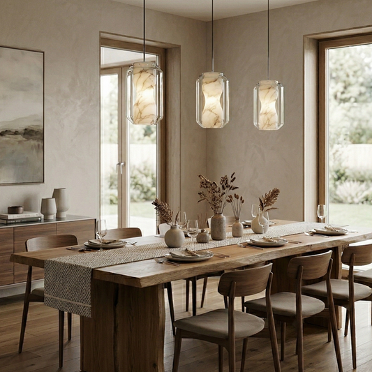Hanglamp Modern met Alabaster Kap en Verstelbare Hoogte