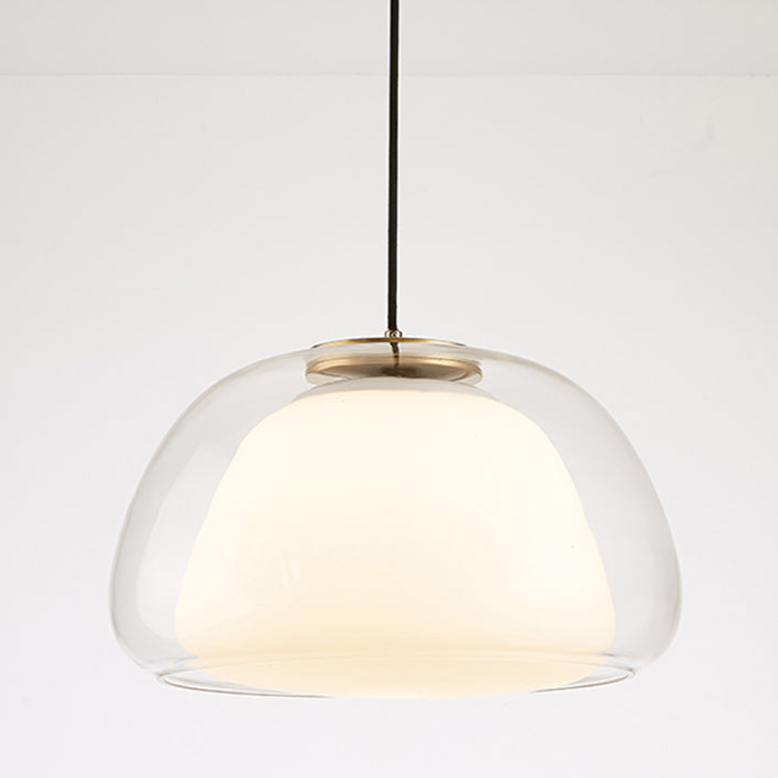 Hanglamp Modern met Dubbele Glazen Bol en Opaalwitte Binnenkap