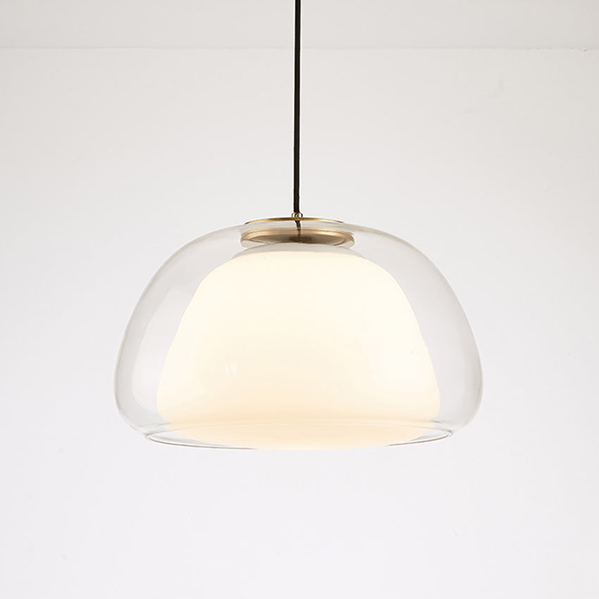 Hanglamp Modern met Dubbele Glazen Bol en Opaalwitte Binnenkap