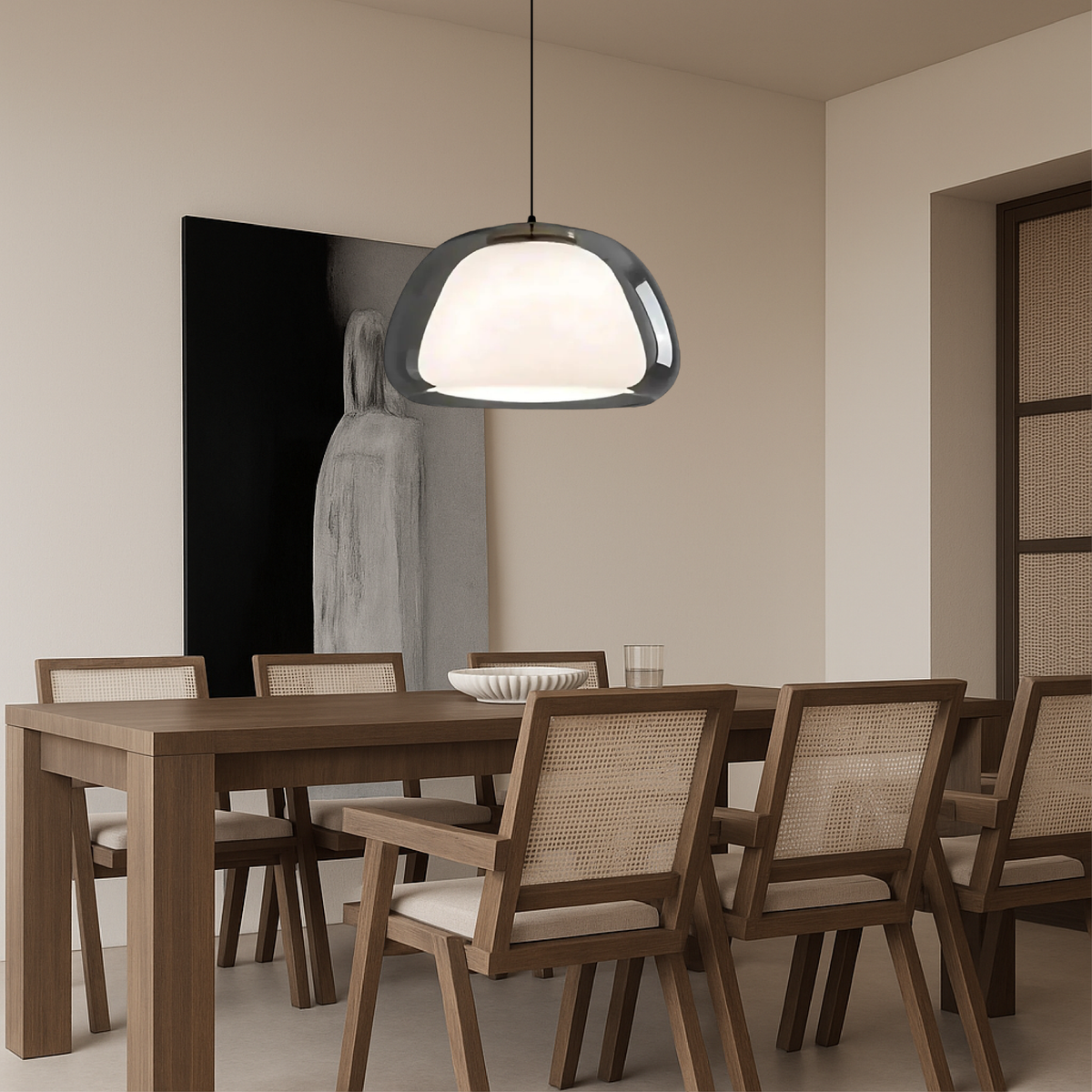 Hanglamp Modern met Dubbele Glazen Kap en Verstelbare Hoogte