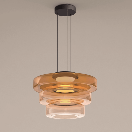 Hanglamp Modern met Gelaagde Glazen Kap en Verstelbare Hoogte