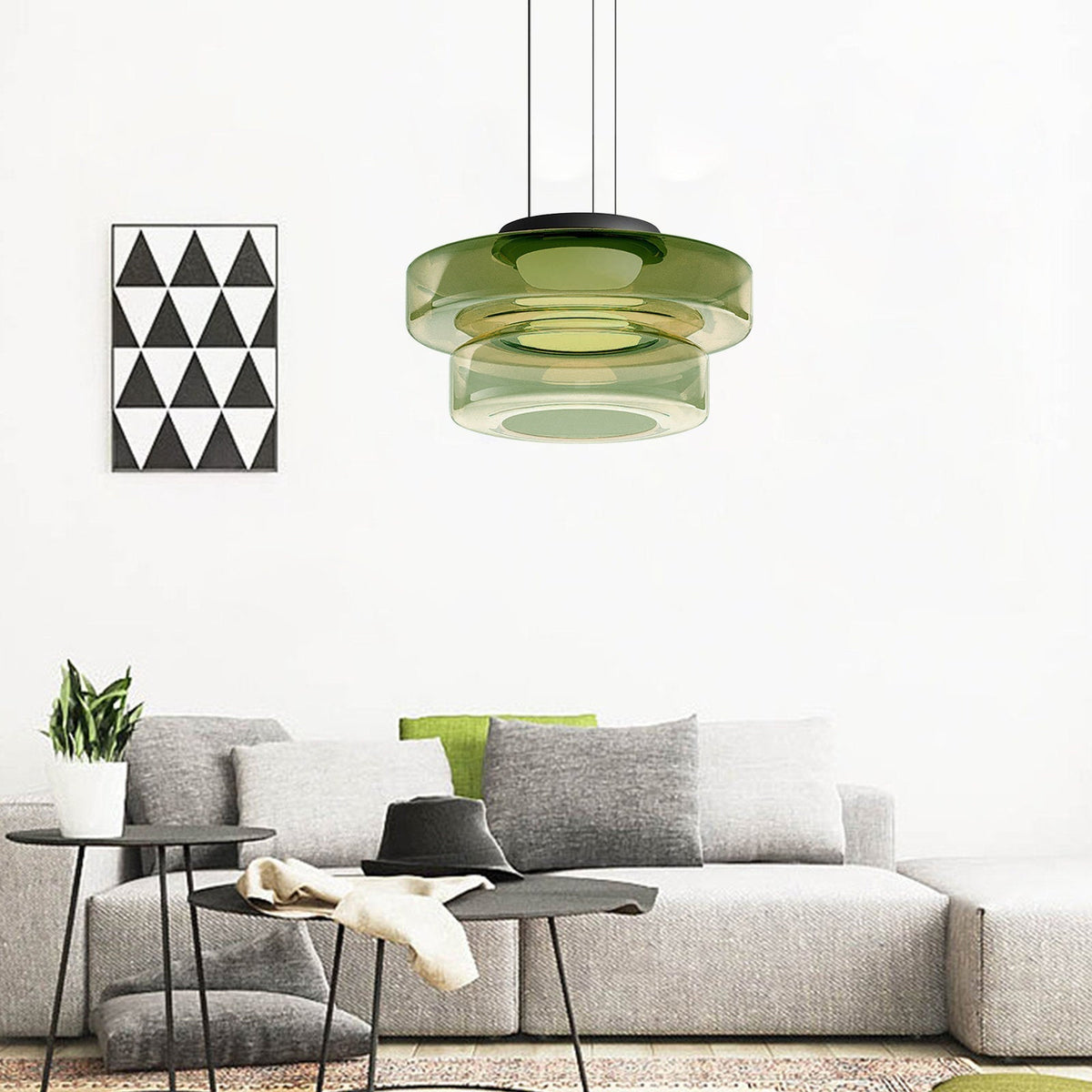Hanglamp Modern met Gelaagde Glazen Kap en Verstelbare Hoogte