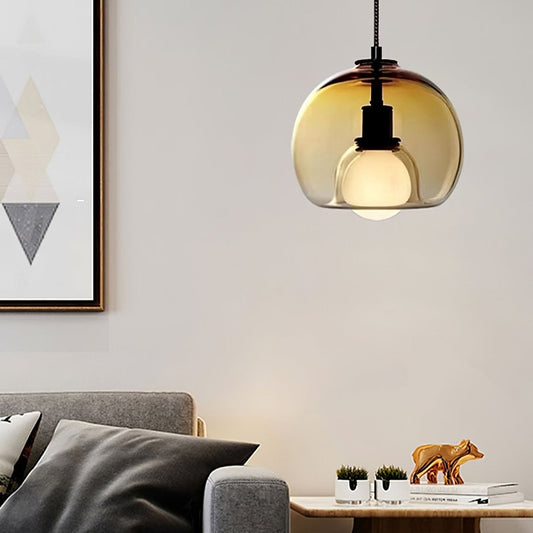 Hanglamp Modern met Glazen Bol Kap en Verstelbare Hoogte