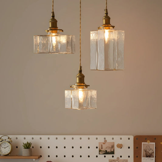 Hanglamp Retro met Geblazen Glazen Kap en Messing Fitting ##POS:2##