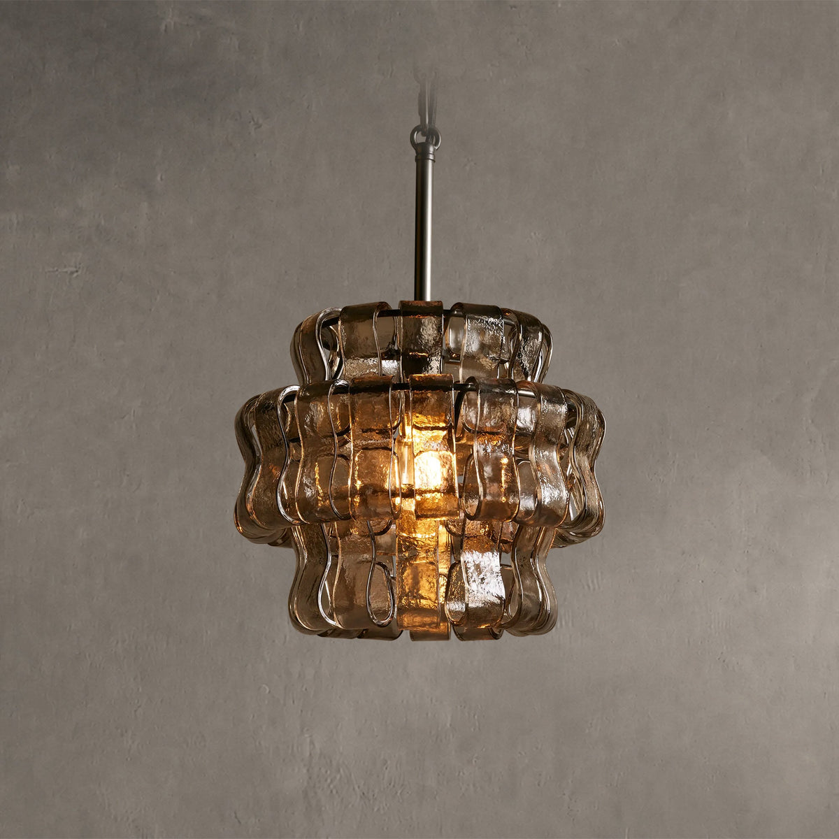 Hanglamp Retro met Gebogen Getextureerd Glas en Ketting