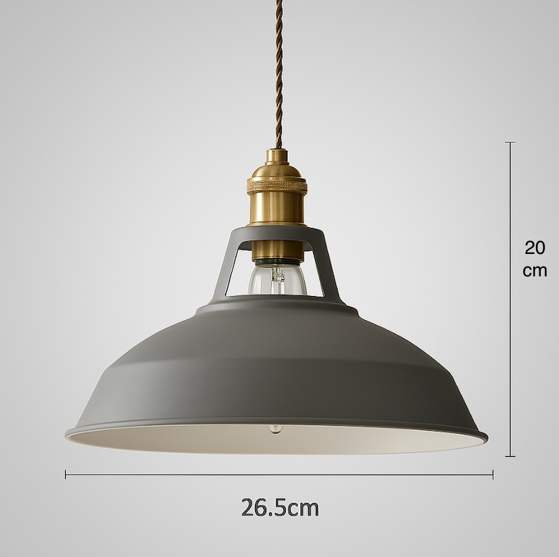 Hanglamp Retro met Gekleurde Metalen Kap en Gedraaid Snoer
