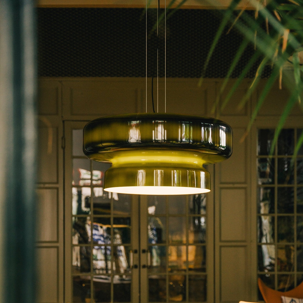 Hanglamp Retro met Tweelaagsig Glazen Kap en Verstelbare Hoogte