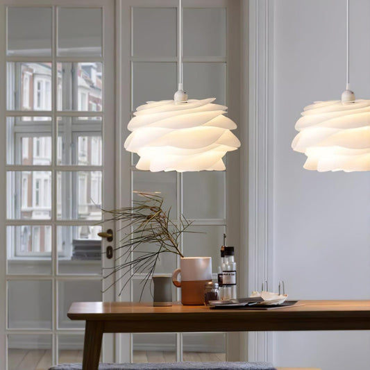 Hanglamp Scandinavisch met Bloemenkap van Gebogen Lamellen