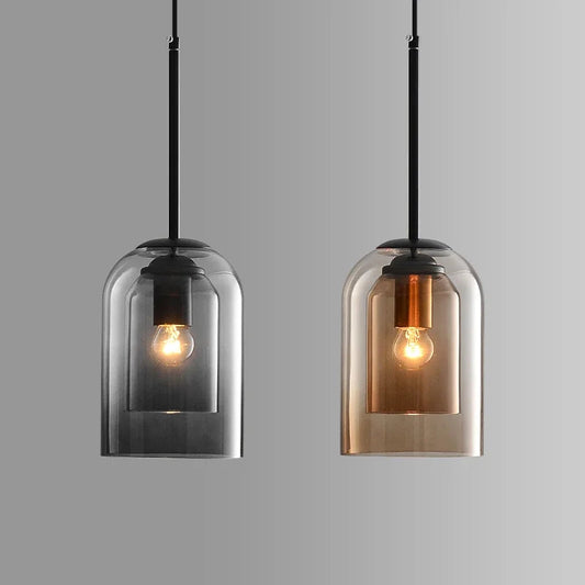 Hanglamp Scandinavisch met Dubbel Glazen Kap en Verstelbare Hoogte