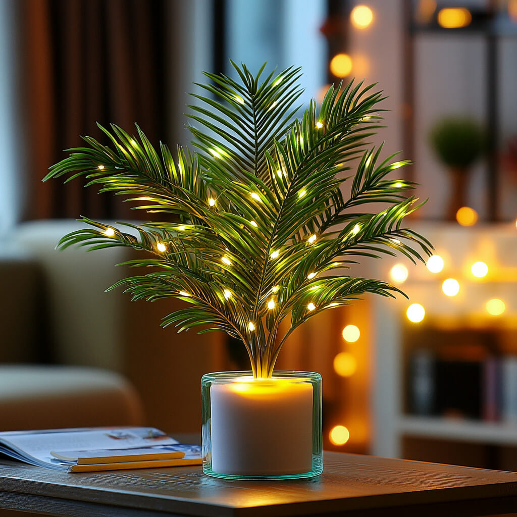 Kunstpalm met LED Verlichting en Verlichte Pot voor Binnen