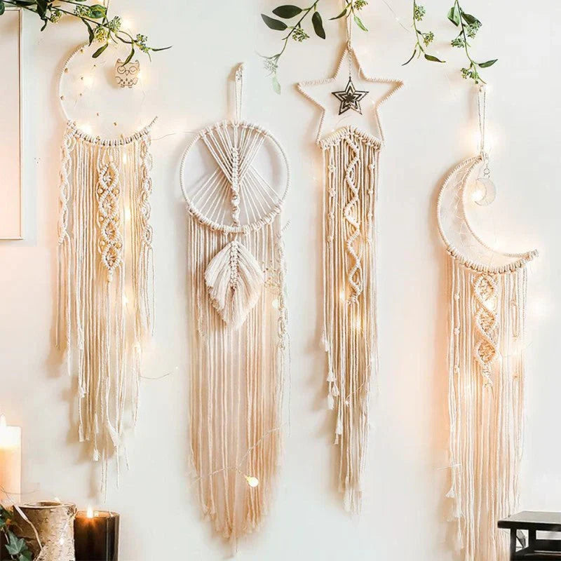 Macramé Dromenvanger Wanddecoratie Boho met Kwastjes en Franje