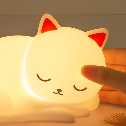 Nachtlamp Kat Kinderkamer met Touch Bediening en 7 Kleuren
