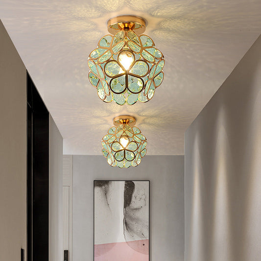 Plafondlamp Bohemian met Glazen Bloemenkapje voor Hal en Gang