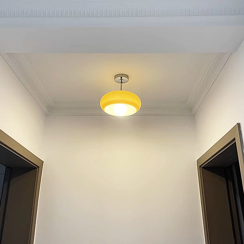 Plafondlamp Retro met Glazen Kap en Gouden Fitting