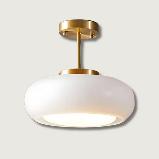 Plafondlamp Retro met Glazen Kap en Gouden Fitting