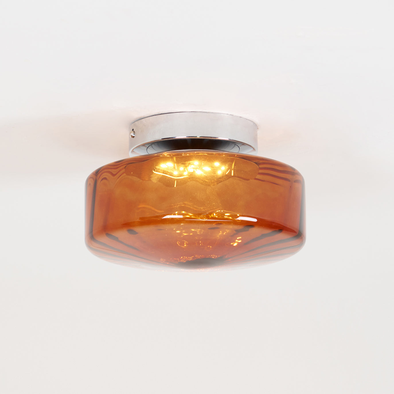 Plafondlamp Retro met Glazen Kap en Zonnestraal Patroon