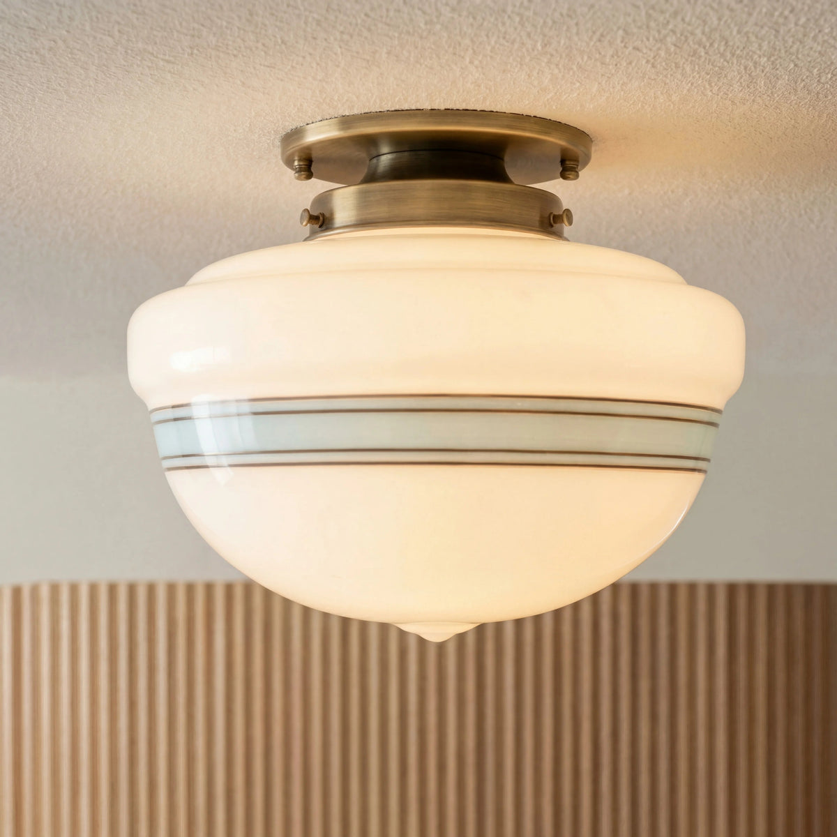 Plafondlamp Retro met Glazen Schoolhouse Bol en Ingebouwde Bevestiging