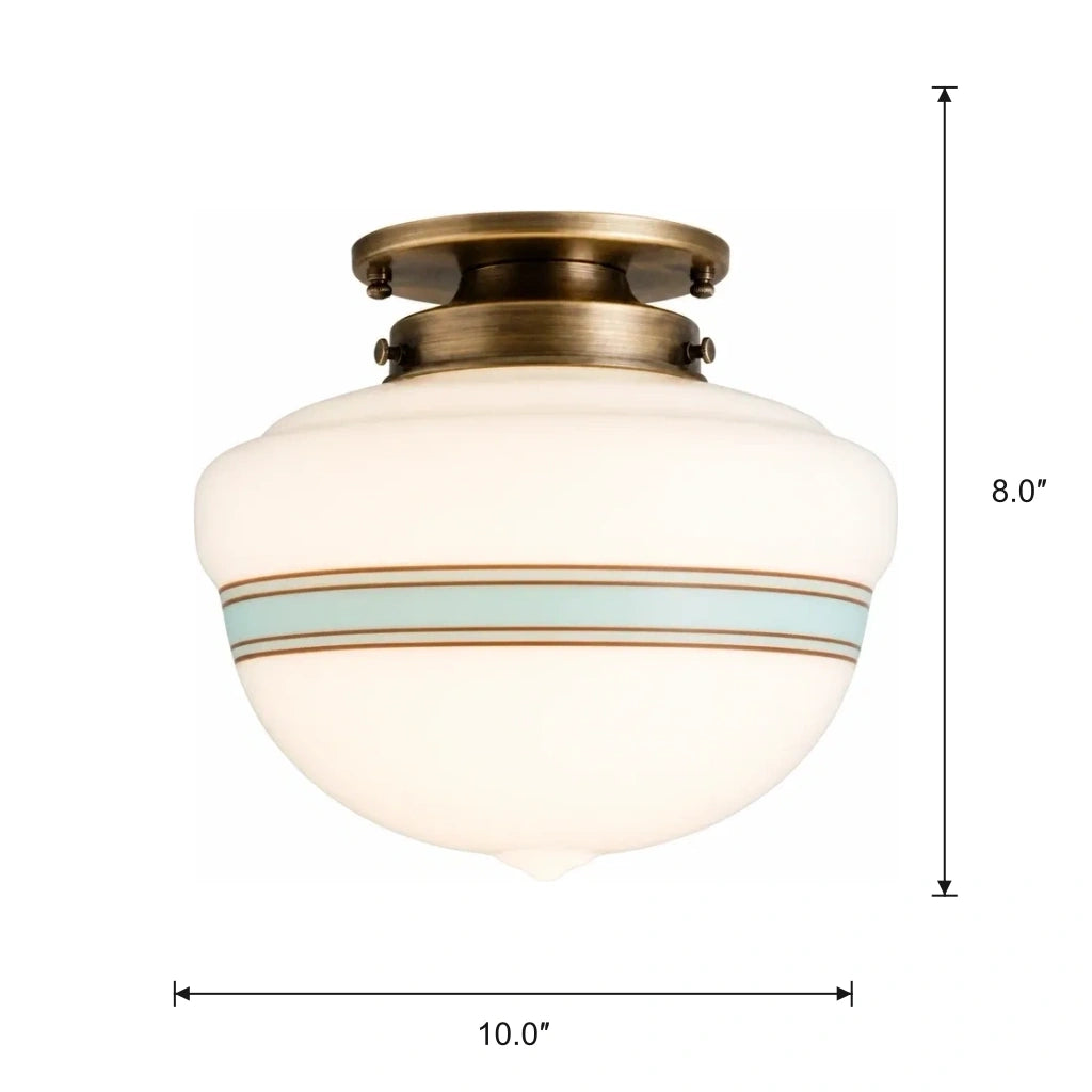 Plafondlamp Retro met Glazen Schoolhouse Bol en Ingebouwde Bevestiging