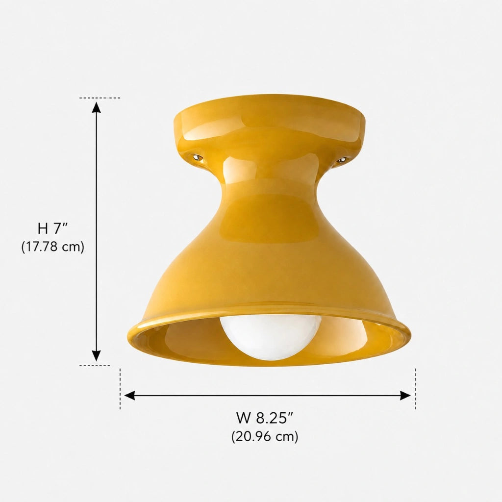 Plafondlamp Retro met Zandloper Kap en Glanzend Keramiek