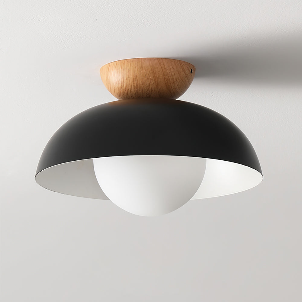 Plafondlamp Scandinavisch met Koepelkap en Glazen Bol, Ø30 cm