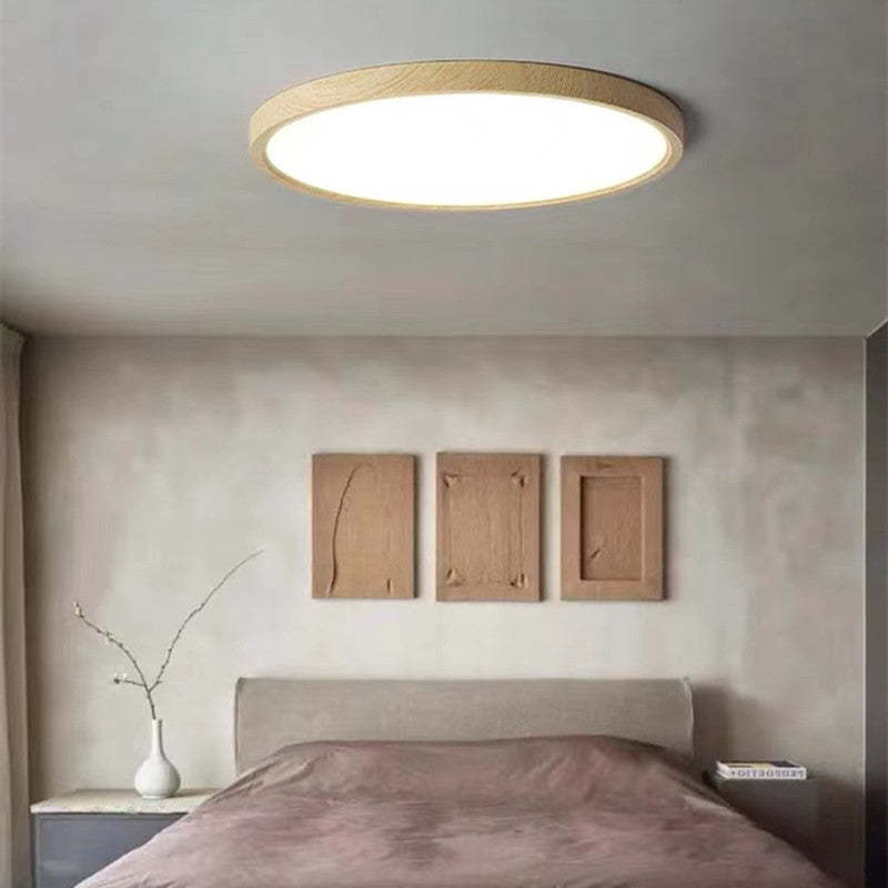 Plafondlamp Scandinavisch Rond met Houten Rand en Geïntegreerde LED