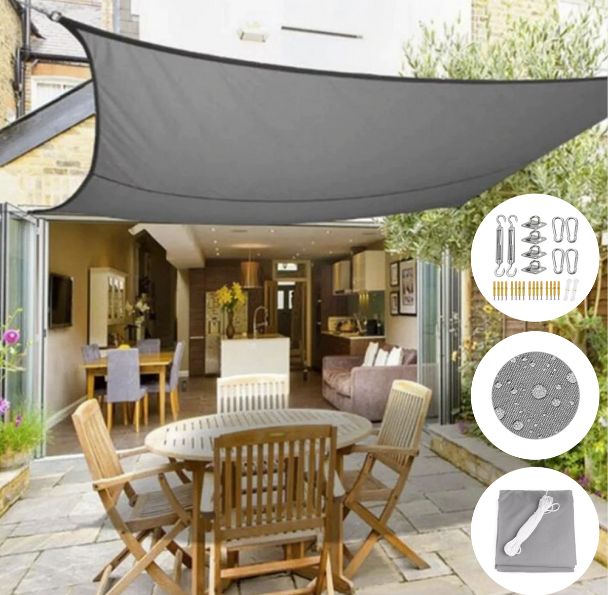 Schaduwdoek voor Tuin en Terras met Bevestigingsset en UV-bescherming