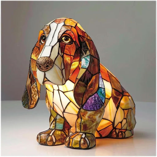 Tiffany Stijl Dieren Lamp LED Nachtlamp Hond Kat Glas-in-lood Look