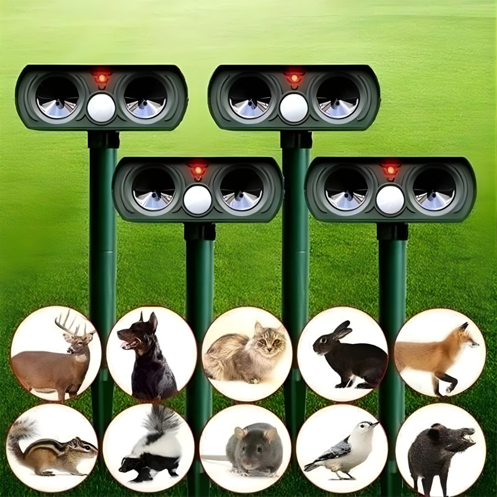 Ultrasoon Dierenafweer op Zonne-energie met PIR-sensor en 180° Detectiebereik