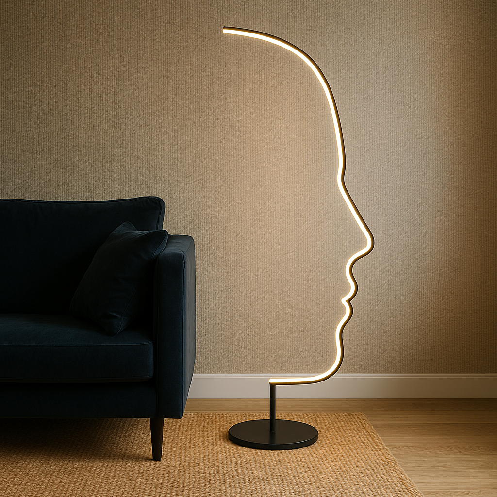 Vloerlamp Modern met Gezicht Silhouet en Geïntegreerde LED