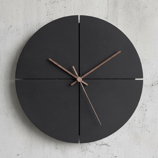 Wandklok Minimalistisch Rond met Stille Quartz en Kruisnaad Design
