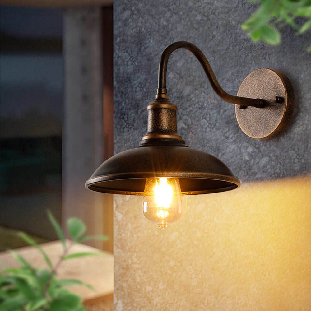 Wandlamp Industrieel met Ronde Schermkap en Zwanenhals Arm