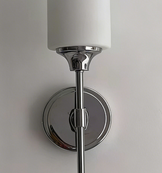 Wandlamp Minimalistisch met Glazen Cilinderkap en Ronde Wandsteun