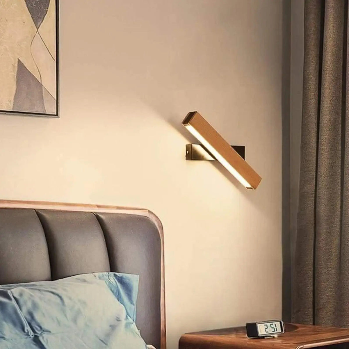 Wandlamp Scandinavisch met Draaibare LED Balk en Houten Behuizing