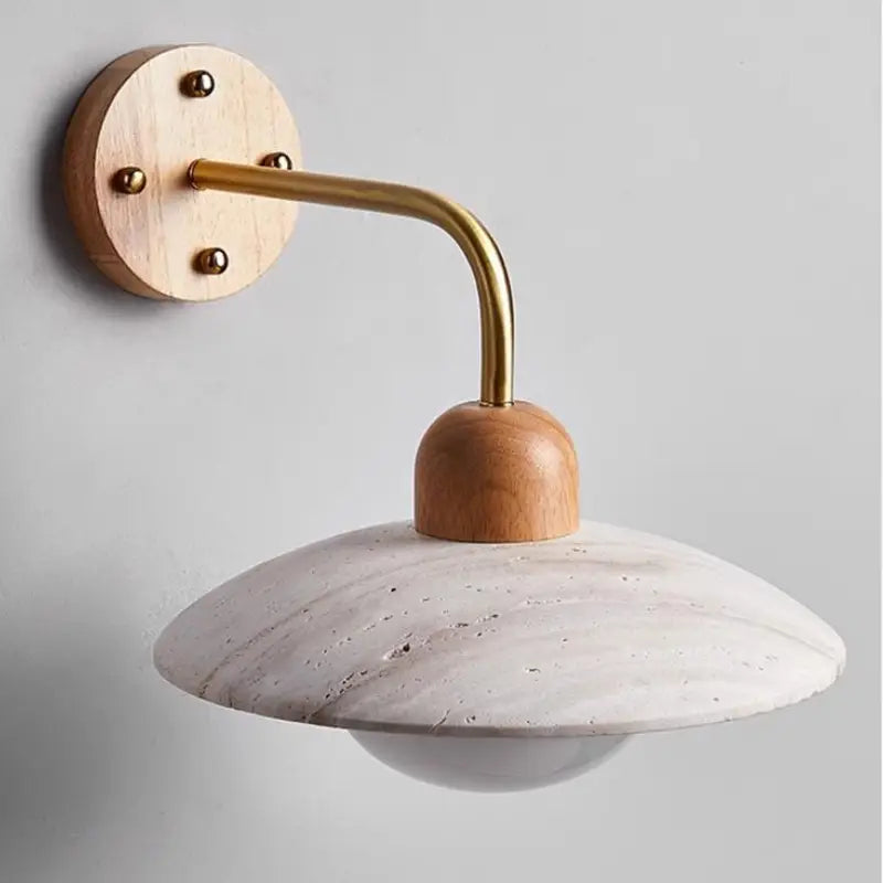 Wandlamp Scandinavisch met Ronde Kap en Houten Detail